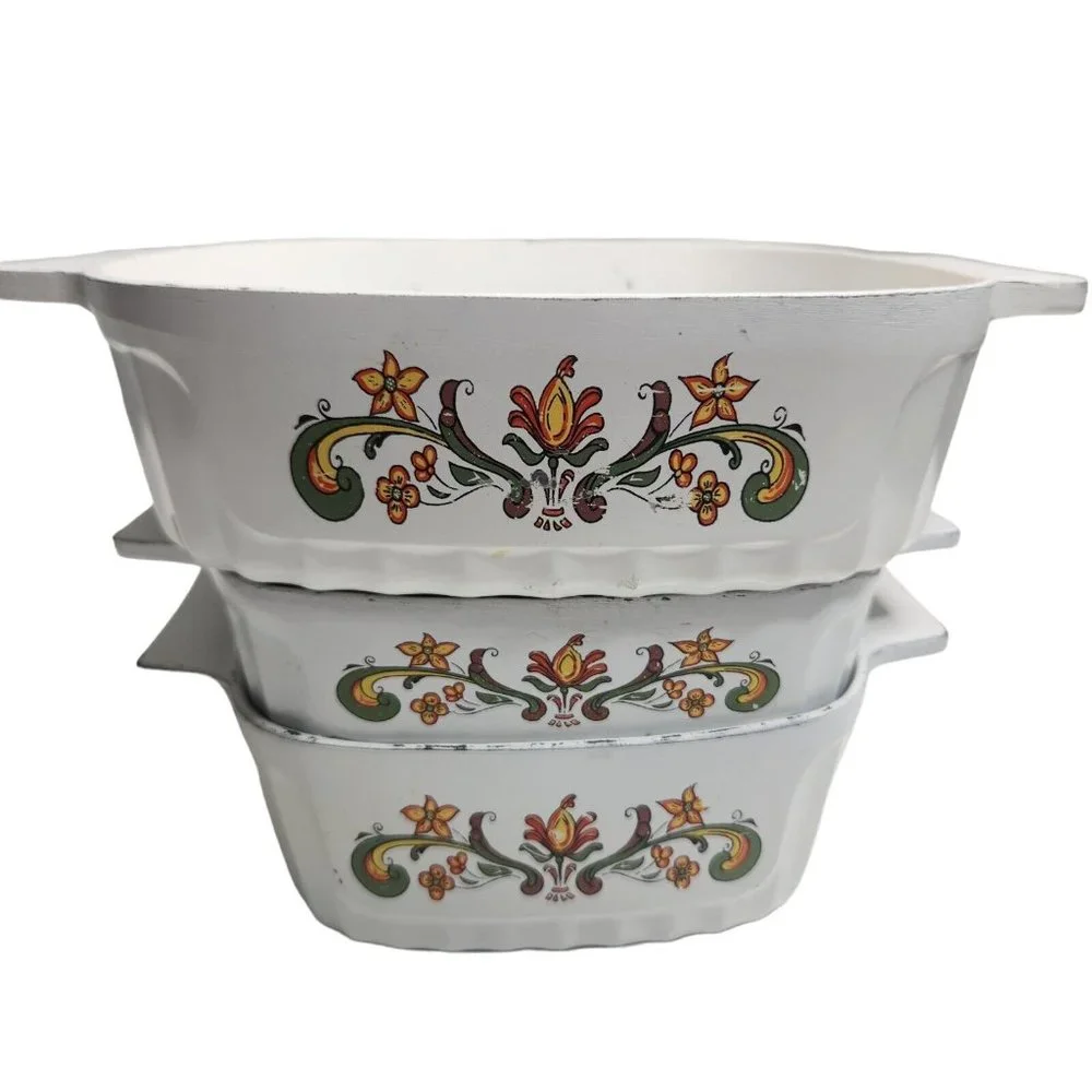 Vintage 3-Piece Nordic Ware Cast Bake Ware Casserole 2 Qt Bundt 1 1/2 Qt 1 Qt